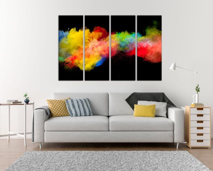 Abstract print on canvas rainbow abstraction from paints