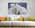 Animal print on canvas White bear hugging in the snow wall art