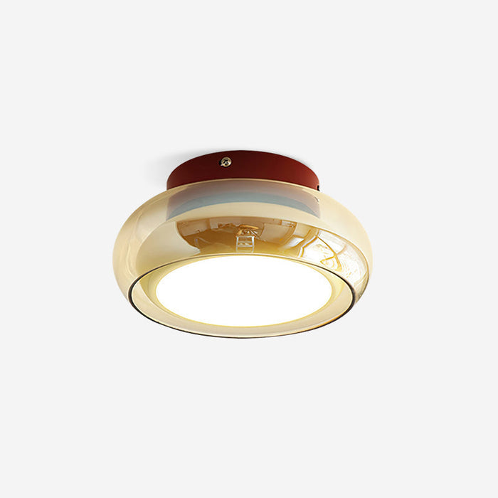 Lampa sufitowa z wbudowaną diodą LED i okrągłym szklanym kloszem – nowoczesny metalowy design do sypialni i salonu 7