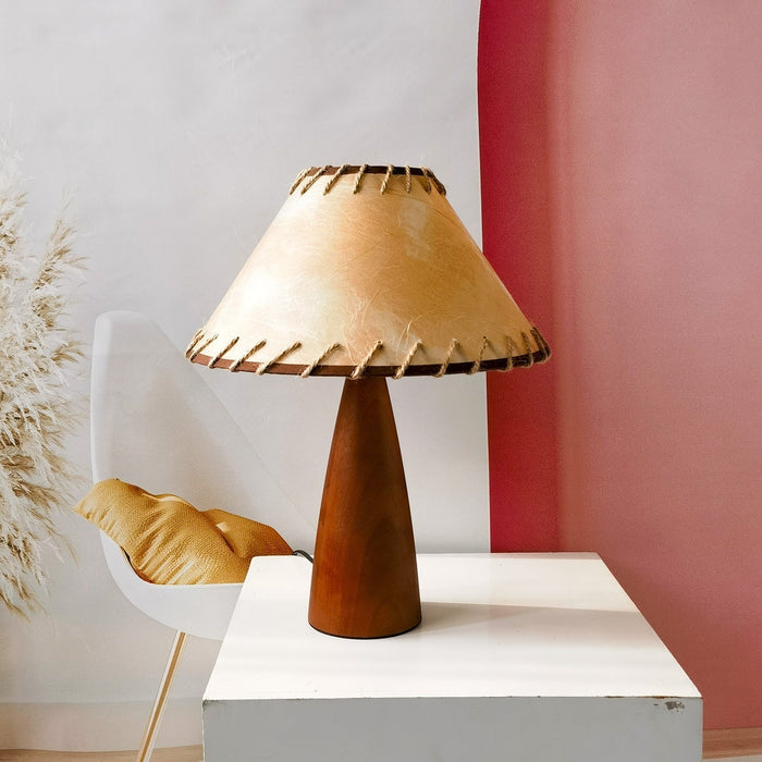 Lampa Stołowa Ceramiczna z Litego Drewna i Mosiądzu – Elegancka Lampy Stołowe do Salonów, 40 cm 3