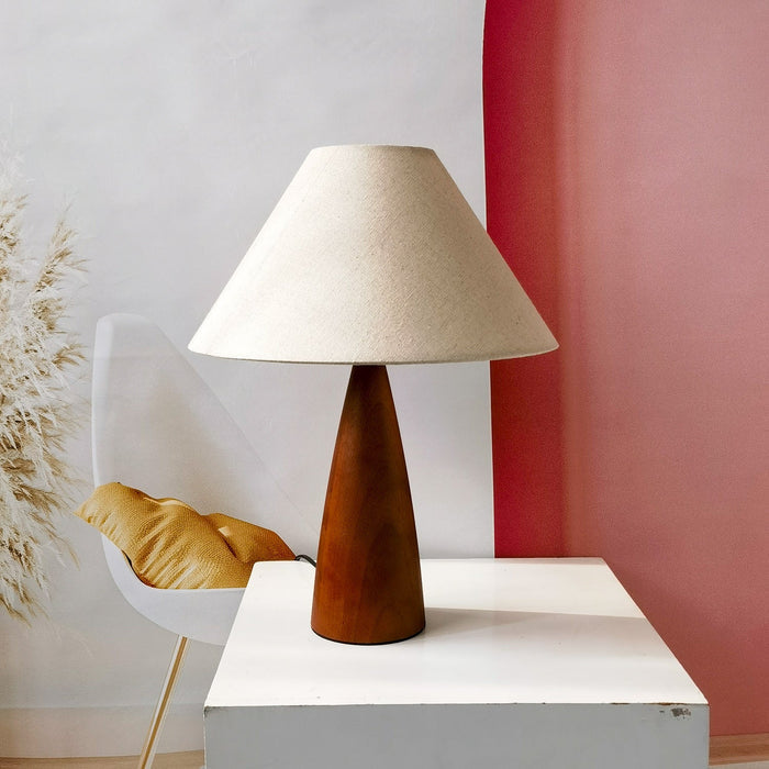 Lampa Stołowa Ceramiczna z Litego Drewna i Mosiądzu – Elegancka Lampy Stołowe do Salonów, 40 cm 5