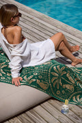 Cheetah Scallop Jade Winter Gold Beach Towel