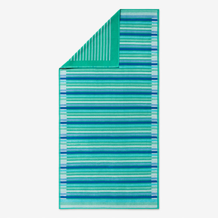 Chic Stripe Clover Rainbow Beach Towel