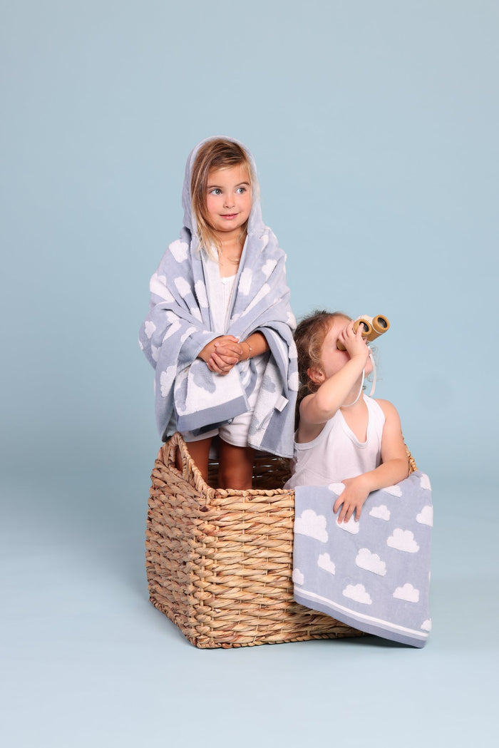 Clouds Silvery Blue - Kids Bath Towels