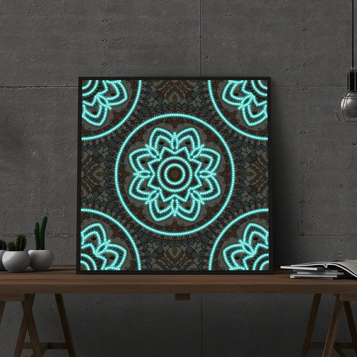 Colorful Mandala Shine in Dark Diamond Painting