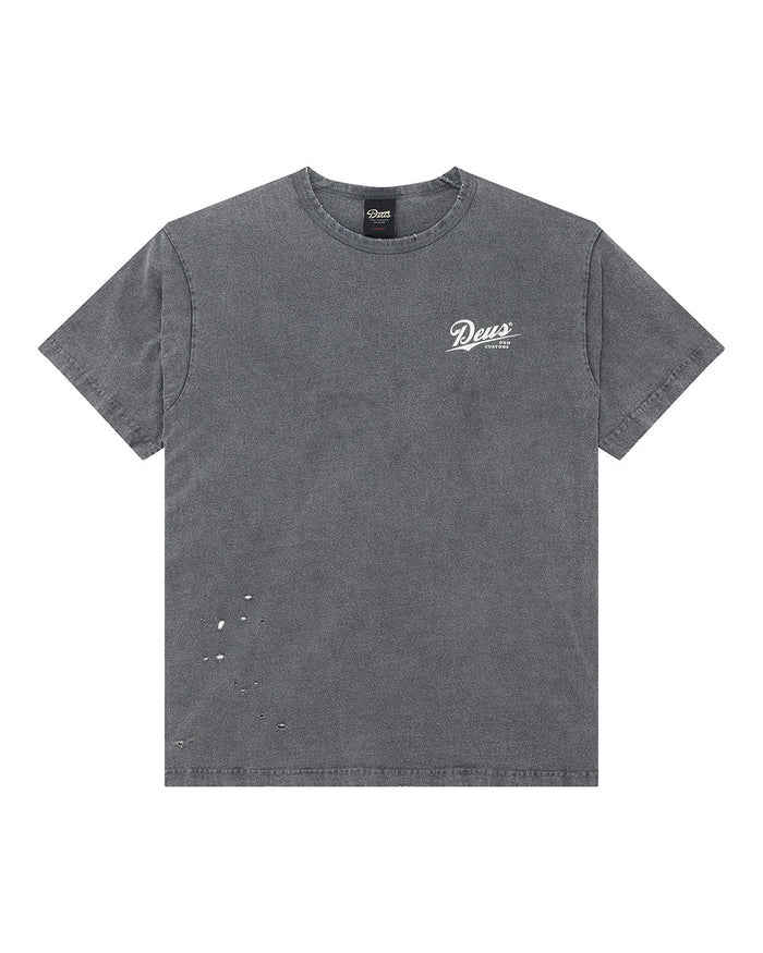 Damaged Dyed Tee - Charcoal, view 1|Flatlay