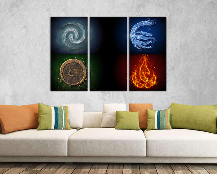 Fire air water earth Four element canvas prints Meditate Occult symbol decor