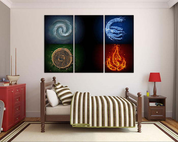 Fire air water earth Four element canvas prints Meditate Occult symbol decor