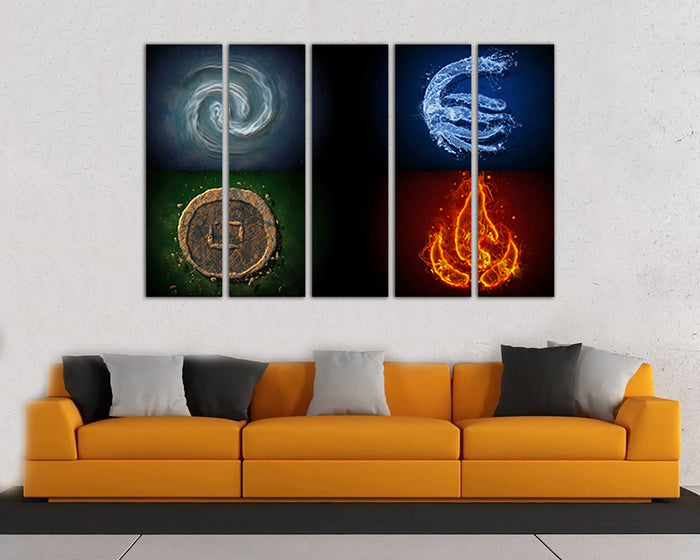 Fire air water earth Four element canvas prints Meditate Occult symbol decor