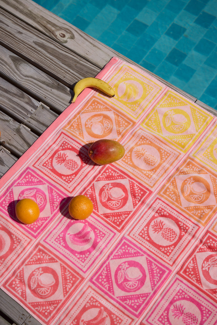 Framed Fruit Sherbet Coral Beach Towel
