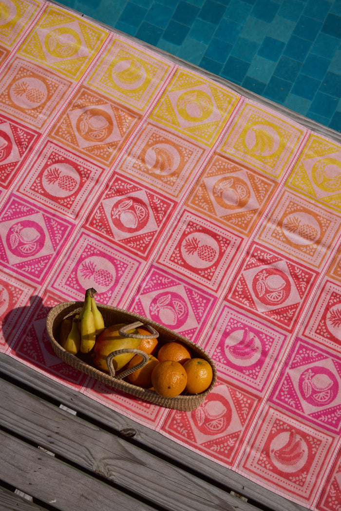 Framed Fruit Sherbet Coral Beach Towel