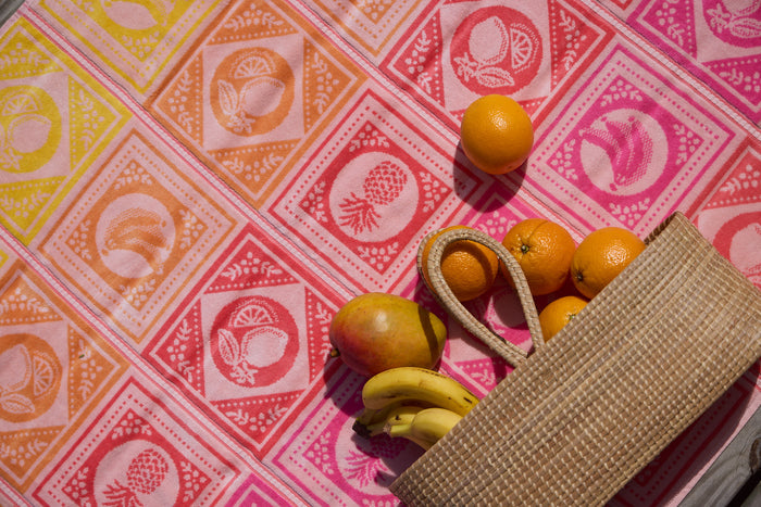 Framed Fruit Sherbet Coral Beach Towel