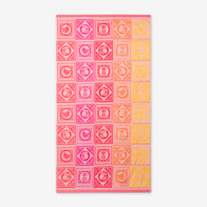 Framed Fruit Sherbet Coral Beach Towel