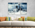 Greek god print on canvas Poseidon wall decor Storm at sea art work Mythology ready to hang