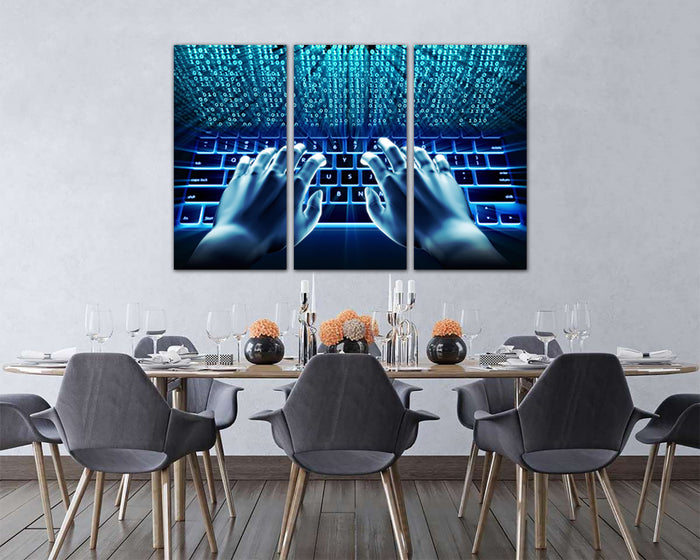 Hacking internet print on canvas Matrix code art works Binary system ready to hang