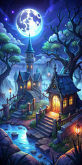 Haunted Houses with Full Moon