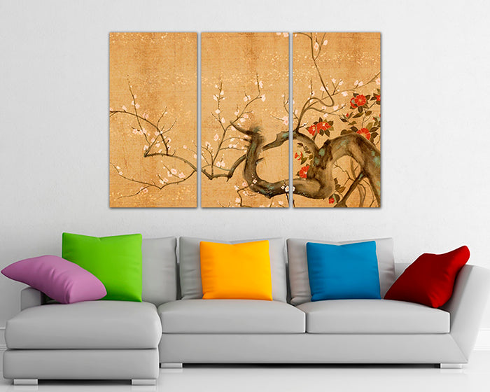 Japan Flower print on canvas  Sakura Cherry blossom decor ready to hang