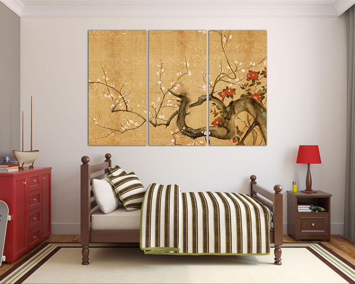 Japan Flower print on canvas  Sakura Cherry blossom decor ready to hang