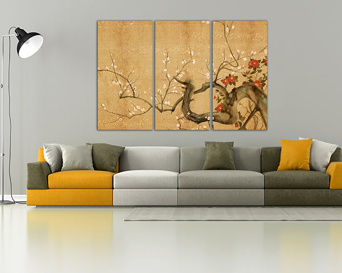 Japan Flower print on canvas  Sakura Cherry blossom decor ready to hang