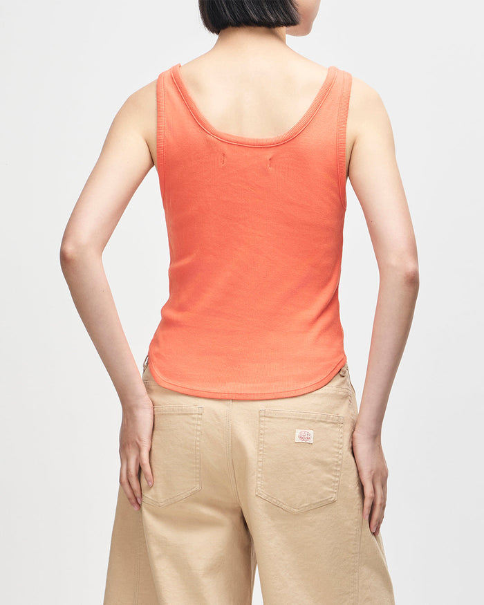 June Shield Tank - Flame Orange, view 2|Model