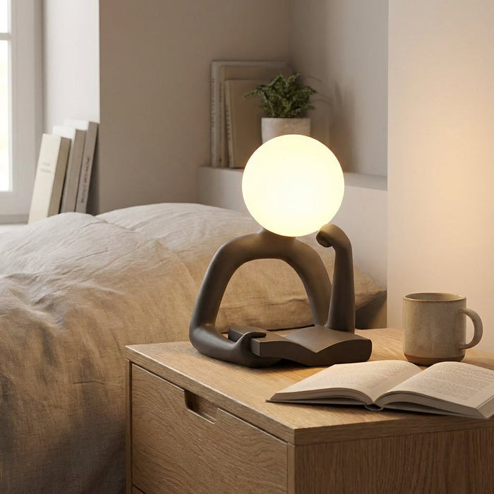 Lampka biurkowa LED z rzeźbiarskim designem, nowoczesna lampa na biurko z ciepłym świat 1