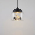 Lampa wisząca LED z regulowanym kablem i szklanym kloszem, ozdobiona zabawnymi figurkami zw 0