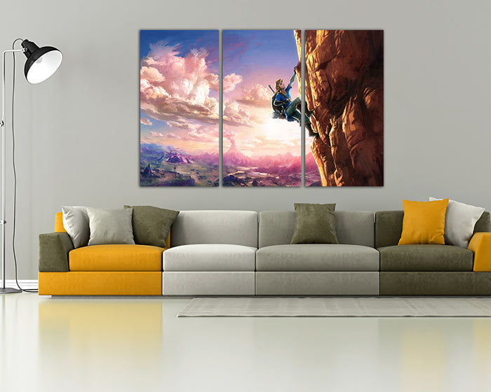Legend of Zelda print on canvas Game art works kids room ready to hang