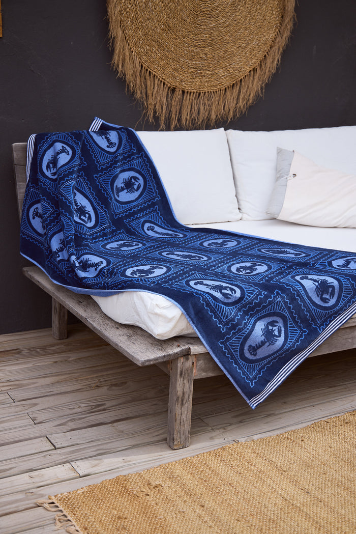 Lobster Frame Nova Navy Beach Towel