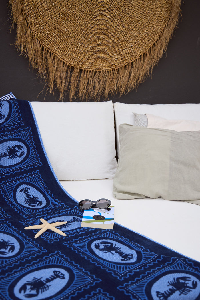 Lobster Frame Nova Navy Beach Towel