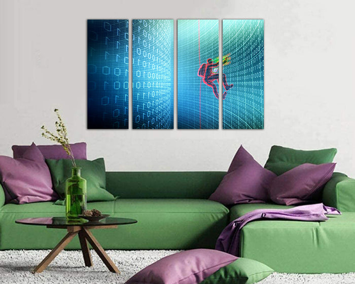 Matrix code print on canvas Binary system Code internet Cyber wall art Security decor
