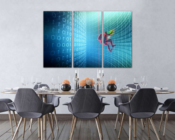 Matrix code print on canvas Binary system Code internet Cyber wall art Security decor