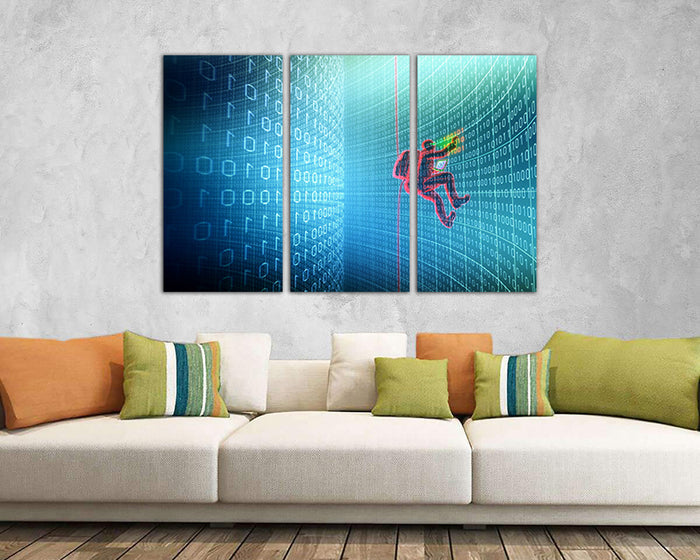 Matrix code print on canvas Binary system Code internet Cyber wall art Security decor