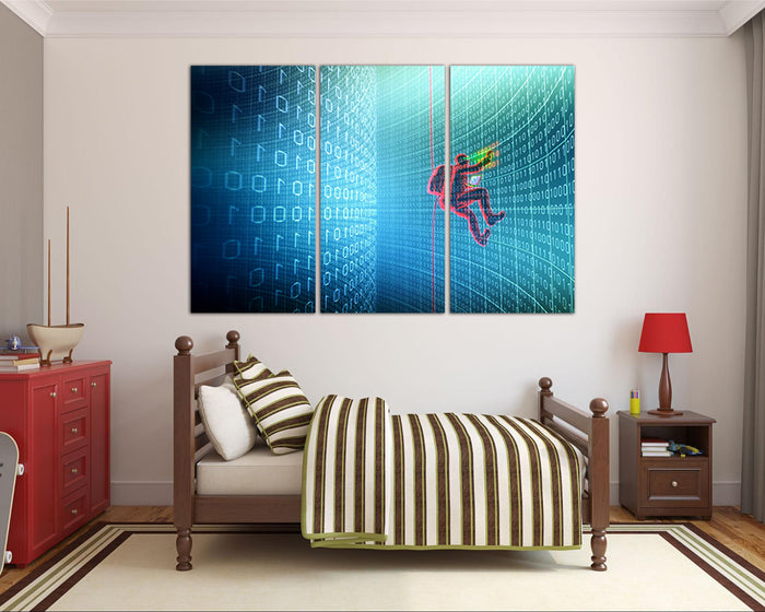 Matrix code print on canvas Binary system Code internet Cyber wall art Security decor