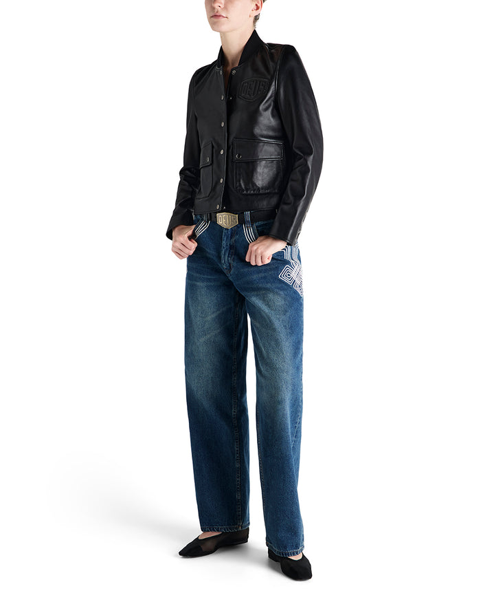 Norton Leather Jacket - Black, view 3|Model