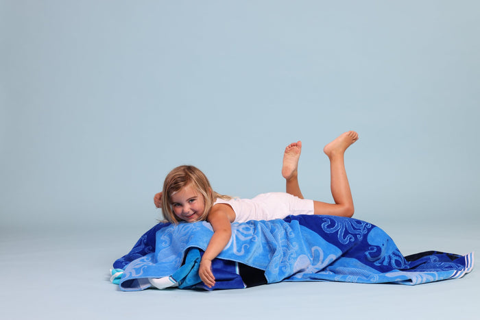 Octopus Friends Blue Kids Beach Towel