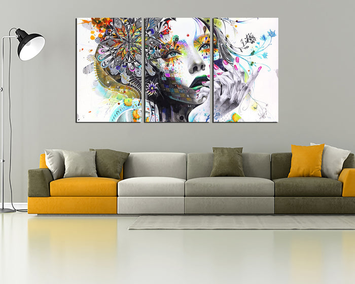 Painting face girl dreams painting print on canvas Abstraction art works