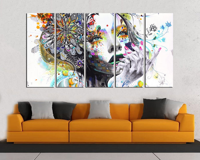 Painting face girl dreams painting print on canvas Abstraction art works
