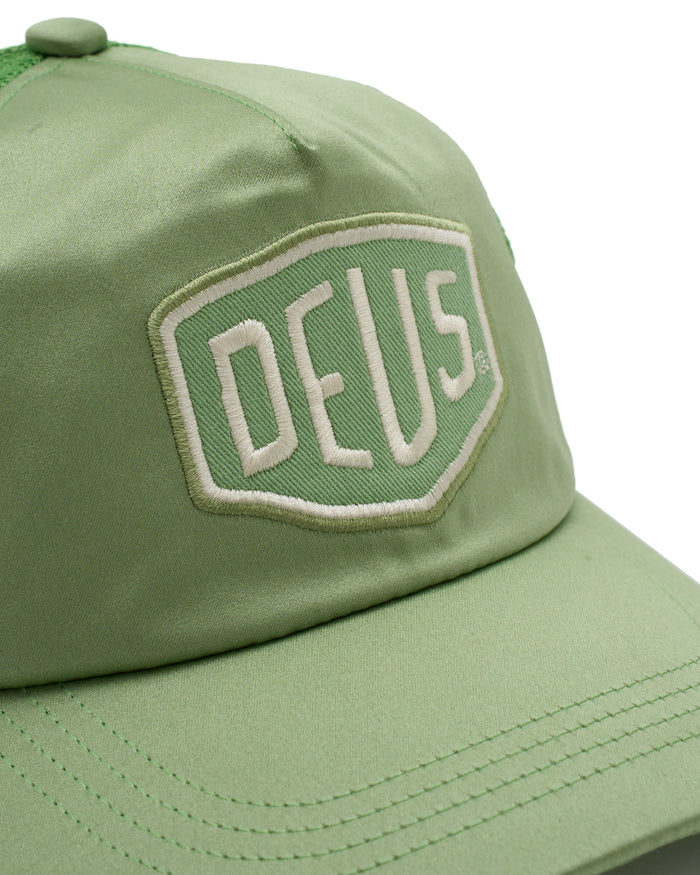 Paris Shield Trucker Cap - Vinyard Green, view 3|Model