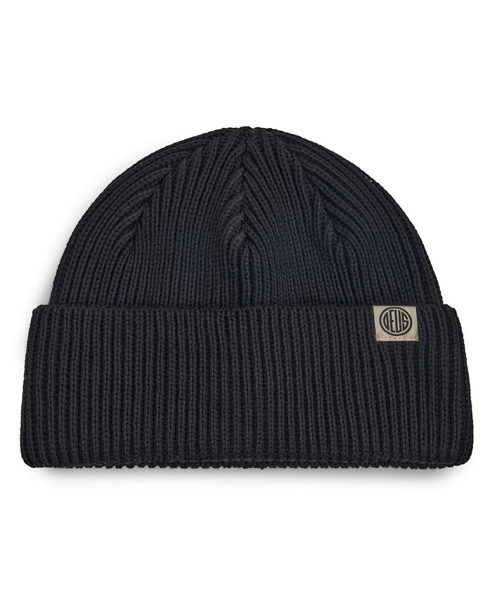Pill Merino Beanie - Black, view 1|Model