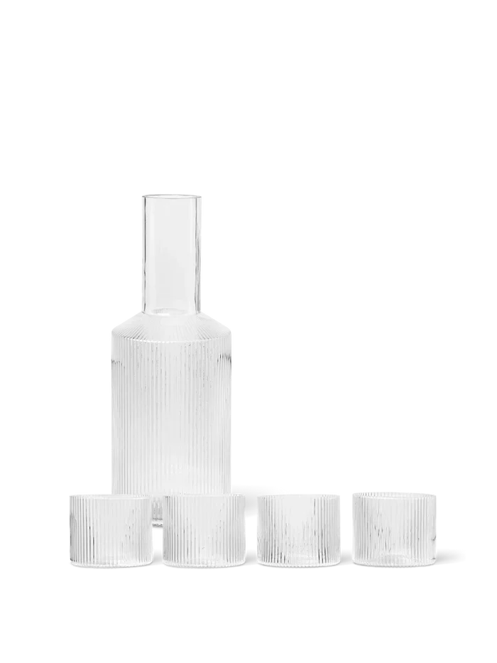 Ripple Low Glasses - Set of 4 & Carafe Gift Set - Clear