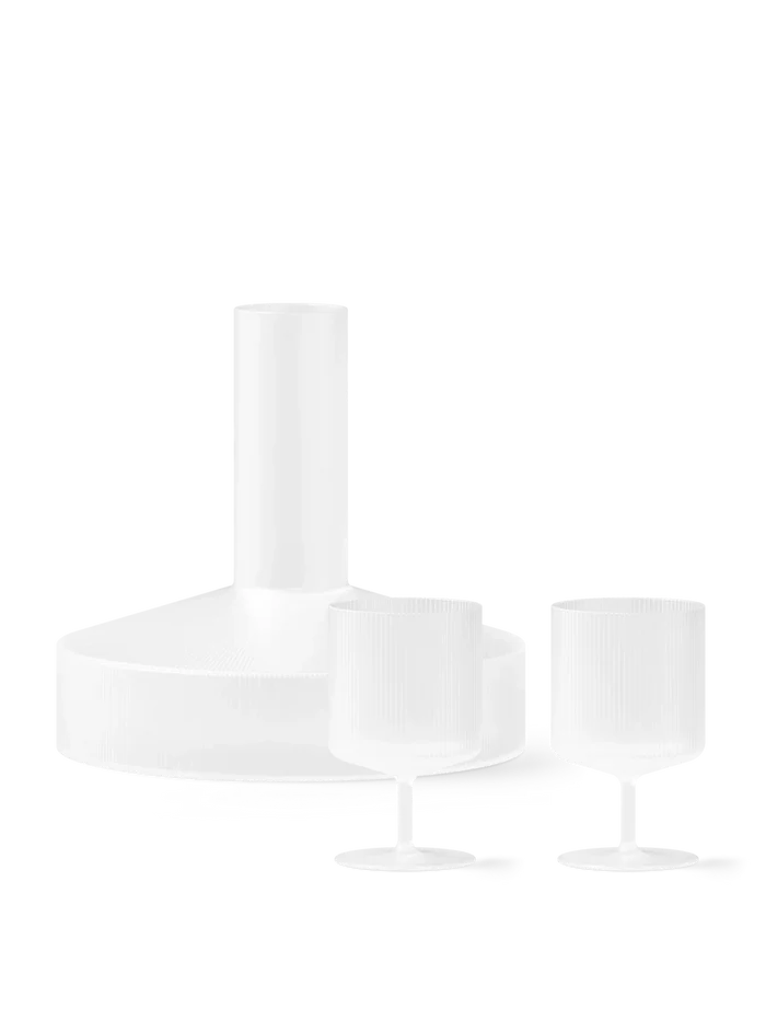 Ripple Wine Carafe & Wine Glasses - Set of 2 - Gift Set - Frosted
