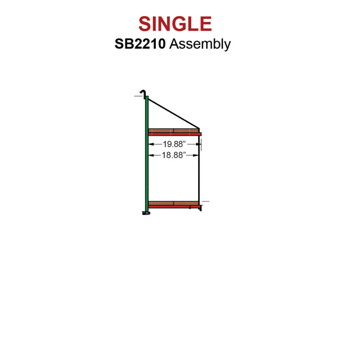 SB2210 - (Single) ConExtra Container Shelf Bracket: Fixed, 2-Tier (18.875")
