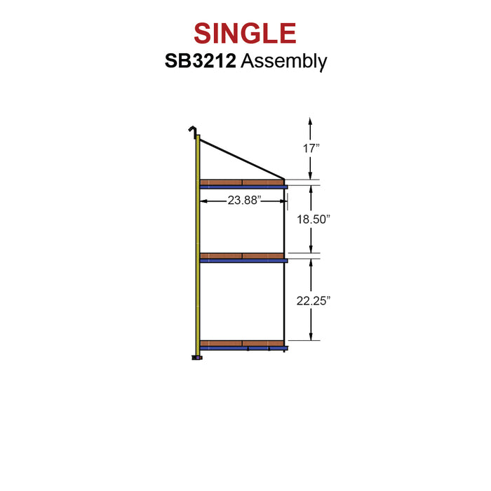 SB3212 - (Single) ConExtra Container Shelf Bracket: Fixed, 3-Tier (22.875")- BACKORDERED