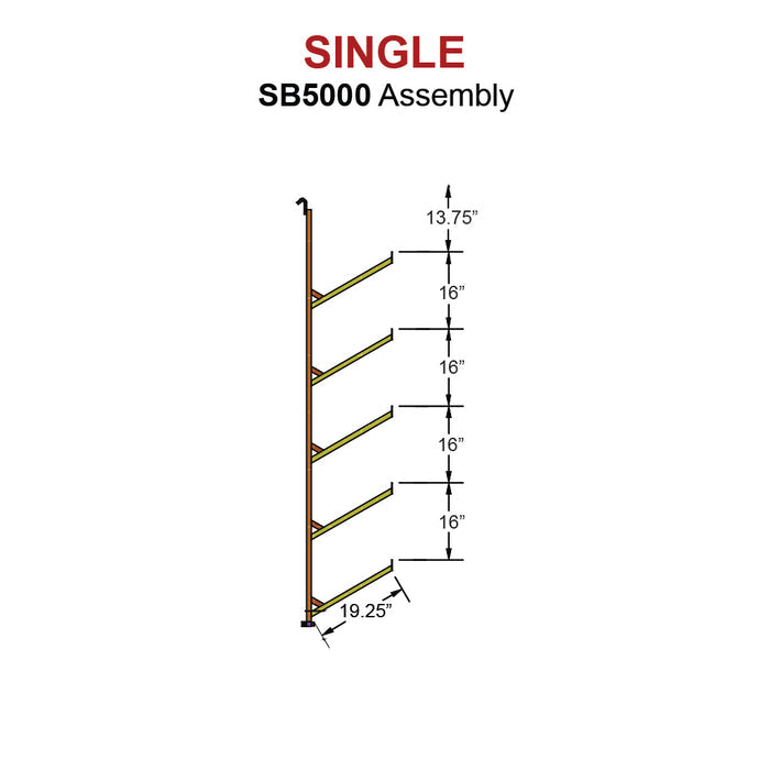 SB5000 - (Single) ConExtra Pipe Rack Bracket (5 Arm)-MADE TO ORDER-4 WEEK LEAD