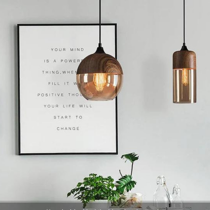 Skandynawska lampa wisząca z regulowaną wysokością – szklana lampa wisząca w metalowym wykończeniu 7