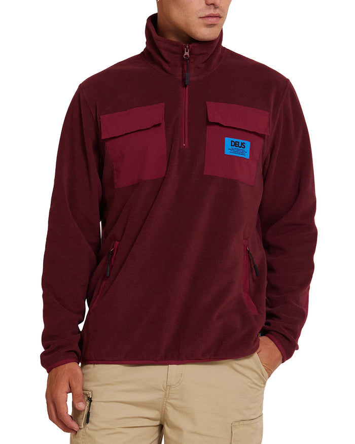 Section Zip Neck Fleece - Rhodo, view 1|Flatlay