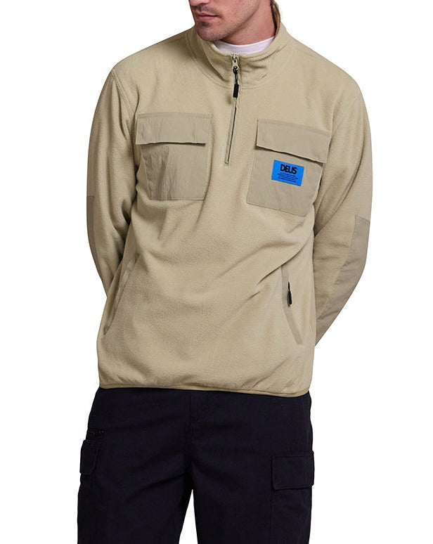 Section Zip Neck Fleece - Sage Green, view 1|Model