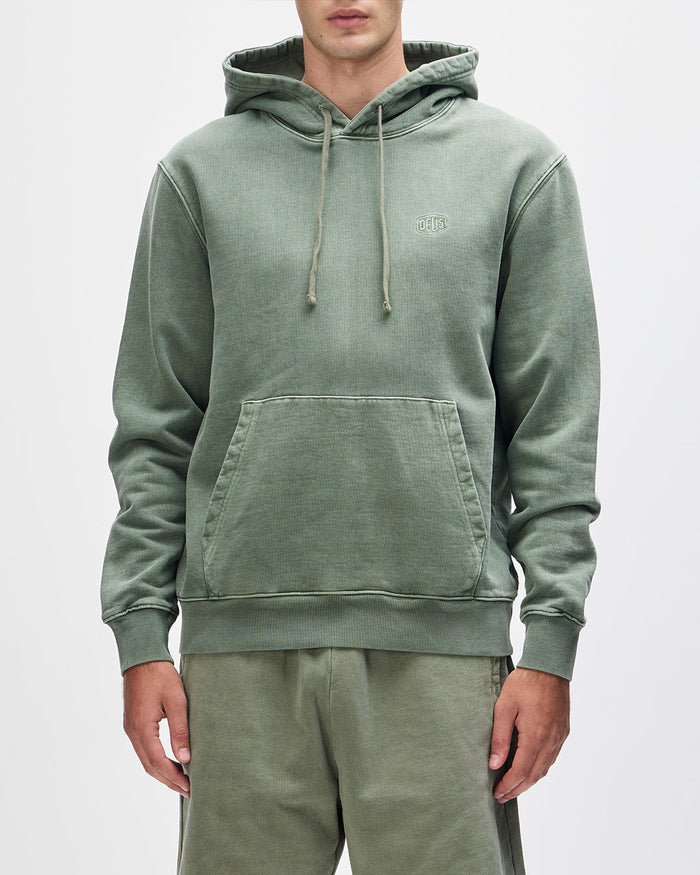 Shield Garment Dyed Hoodie - Cypress Green, view 1|Model