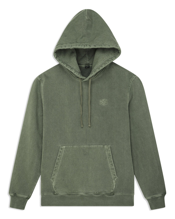 Shield Garment Dyed Hoodie - Cypress Green, view 3|Flatlay