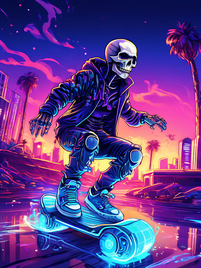 Skeleton Performing Kickflip